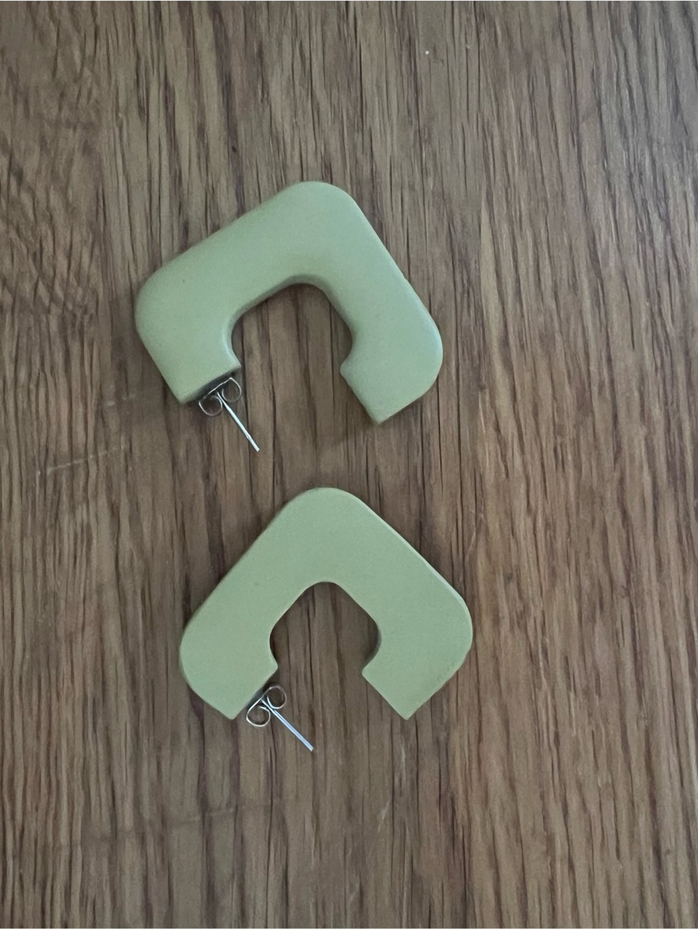 Handmade lightweight green clay earrings